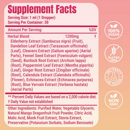 LeeFar Cutting Drops – Lymphatic-Focused Debloat Formula – Mango Dragonfruit – 30 Servings